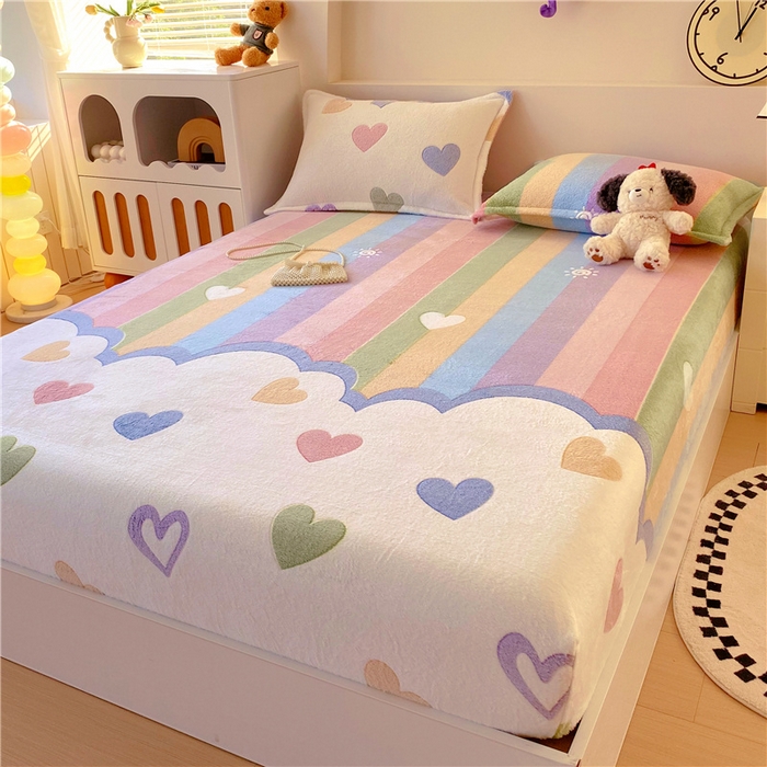 91家纺网 家纺一手货源 找家纺 梦尚舒 2025新款180克雪花绒床笠单品床笠床笠单件 心心相印