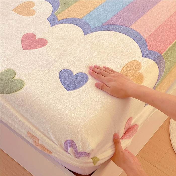 91家纺网 家纺一手货源 找家纺 梦尚舒 2025新款180克雪花绒床笠单品床笠床笠单件 心心相印