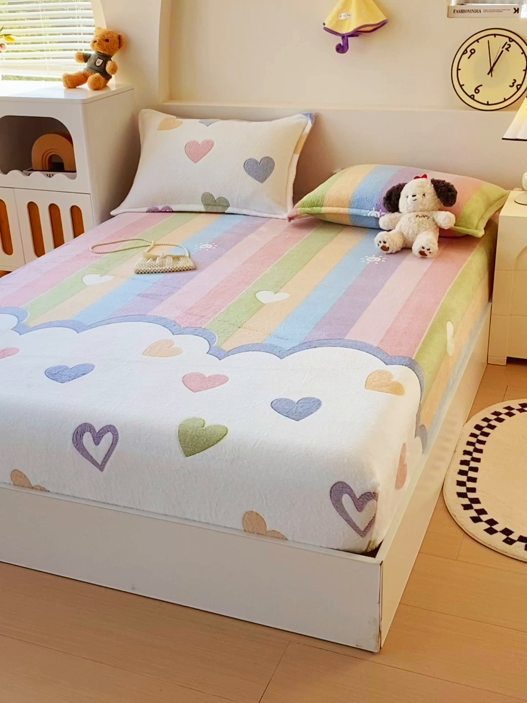 91家纺网 家纺一手货源 找家纺 梦尚舒 2025新款180克雪花绒床笠单品床笠床笠单件 心心相印