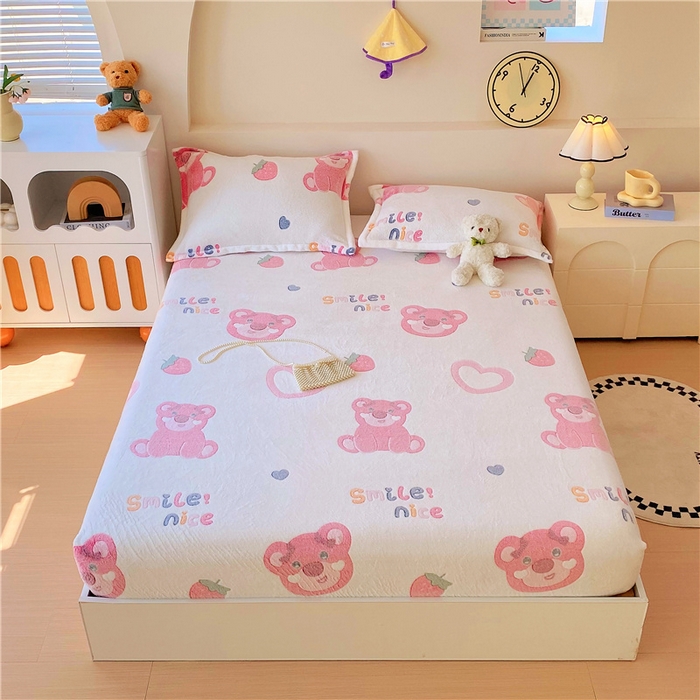 91家纺网 家纺一手货源 找家纺 梦尚舒 2025新款180克雪花绒床笠单品床笠床笠单件 幸运熊