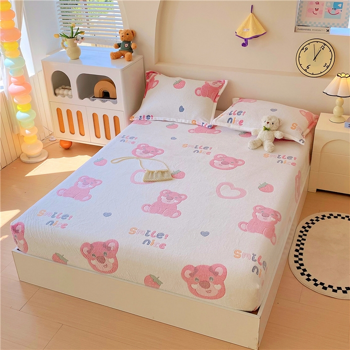 91家纺网 家纺一手货源 找家纺 梦尚舒 2025新款180克雪花绒床笠单品床笠床笠单件 幸运熊