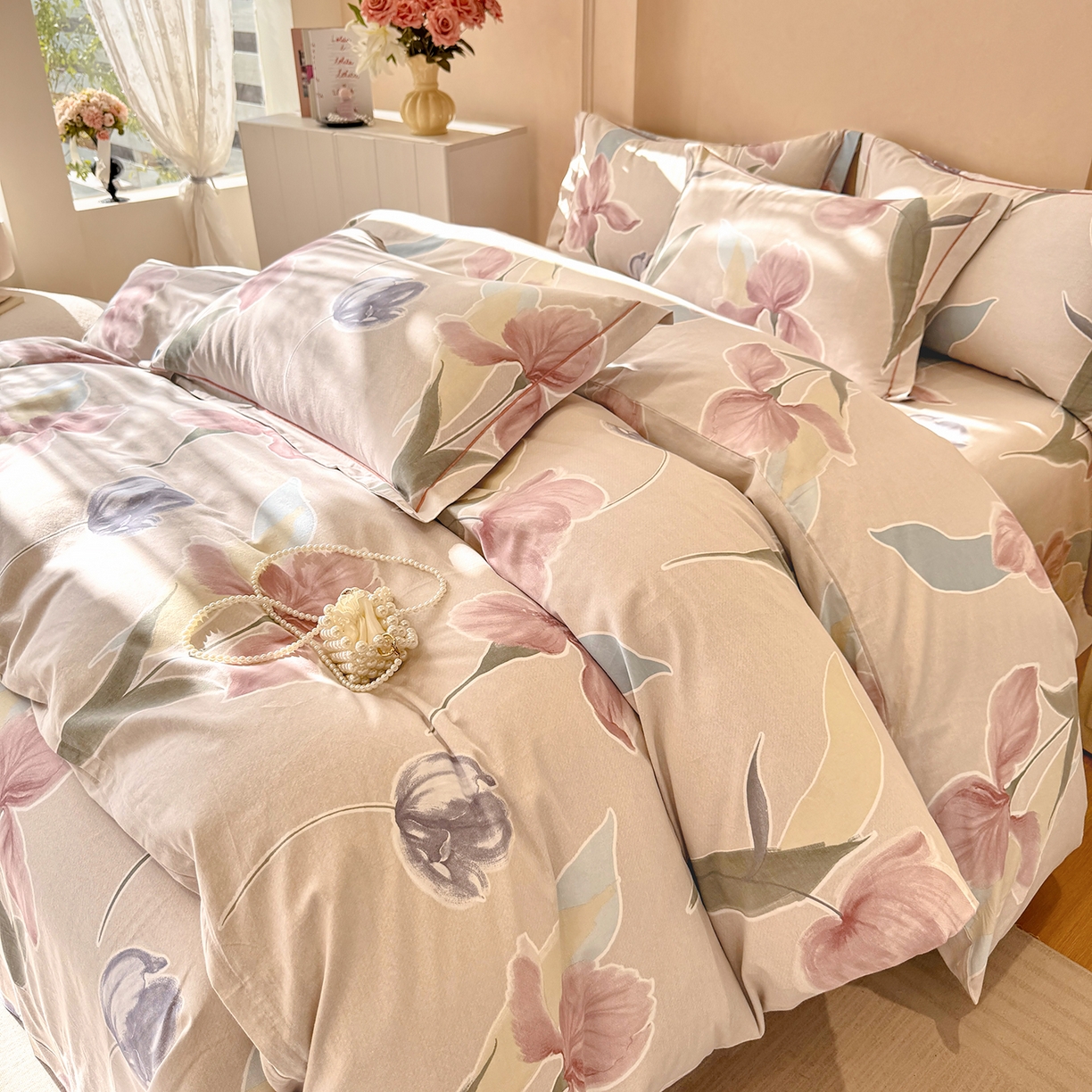 91家纺网 家纺一手货源 找家纺 壹贝家纺 2025新款A类100%全棉加厚磨毛四件套系列 奈美