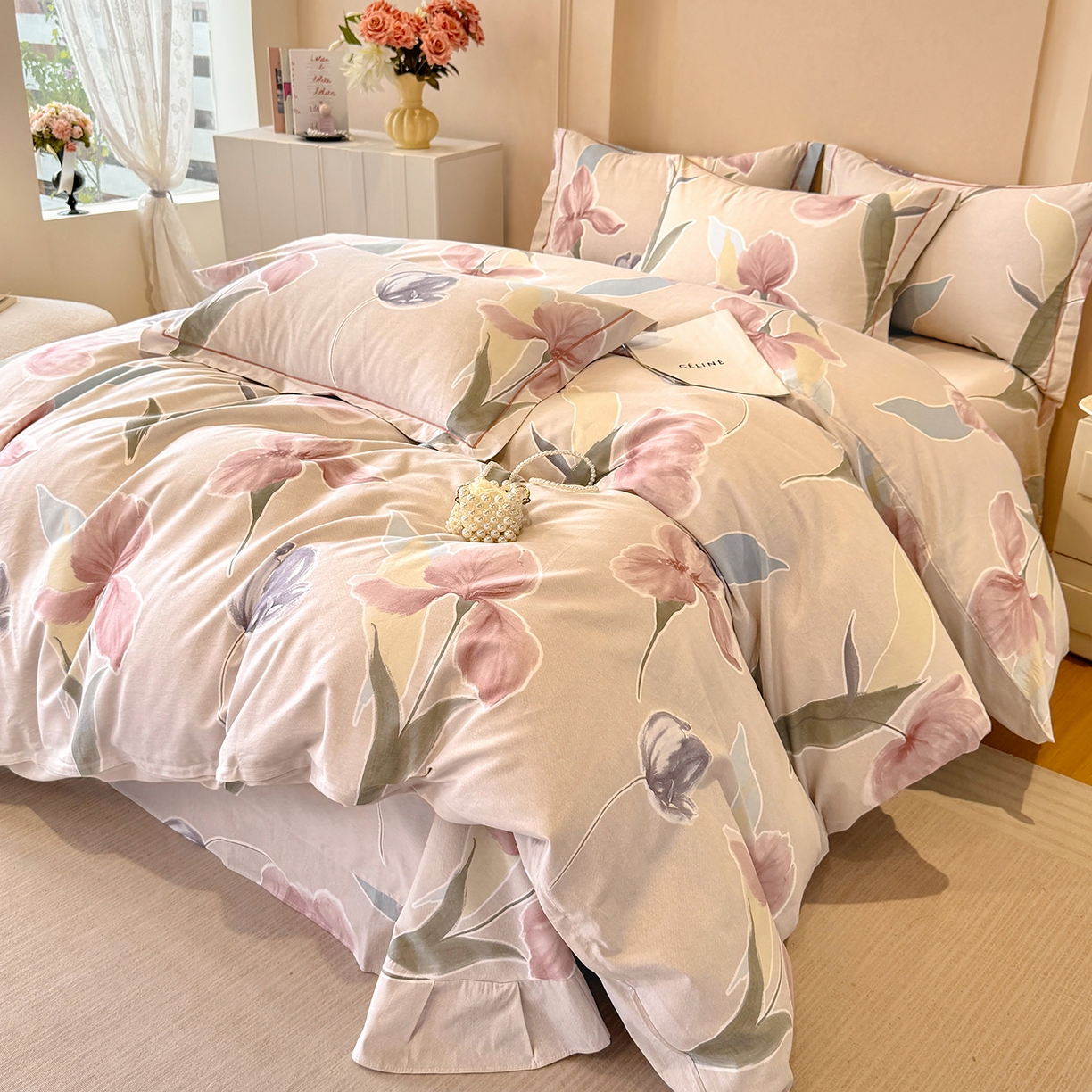 91家纺网 家纺一手货源 找家纺 壹贝家纺 2025新款A类100%全棉加厚磨毛四件套系列 奈美