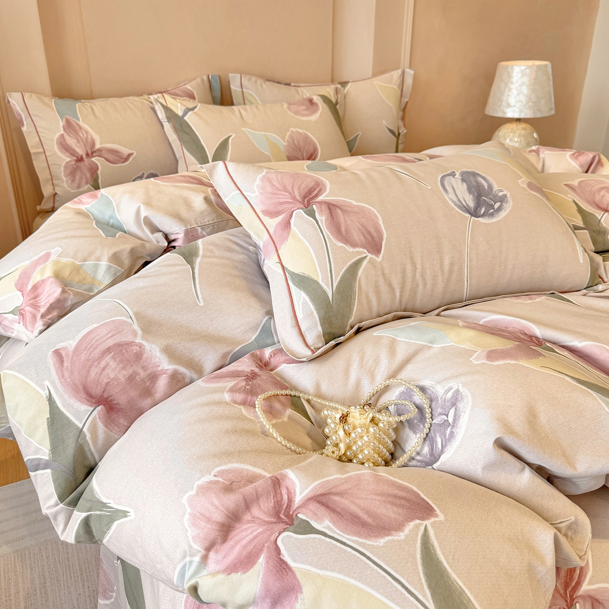 91家纺网 家纺一手货源 找家纺 壹贝家纺 2025新款A类100%全棉加厚磨毛四件套系列 奈美