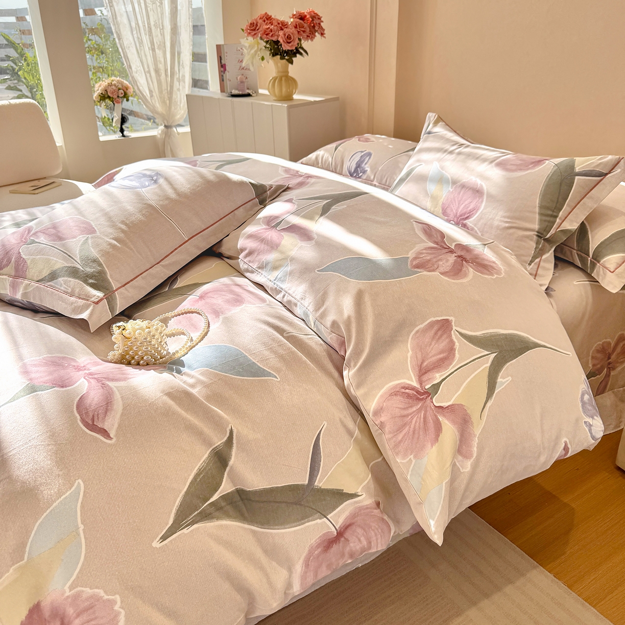 91家纺网 家纺一手货源 找家纺 壹贝家纺 2025新款A类100%全棉加厚磨毛四件套系列 奈美