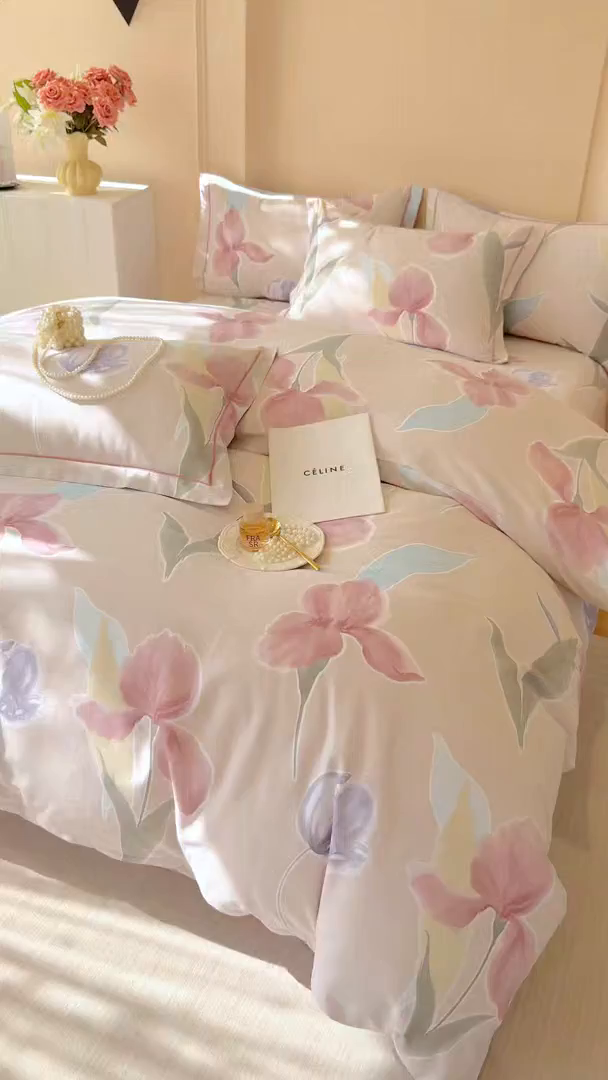 91家纺网 家纺一手货源 找家纺 壹贝家纺 2025新款A类100%全棉加厚磨毛四件套系列 奈美