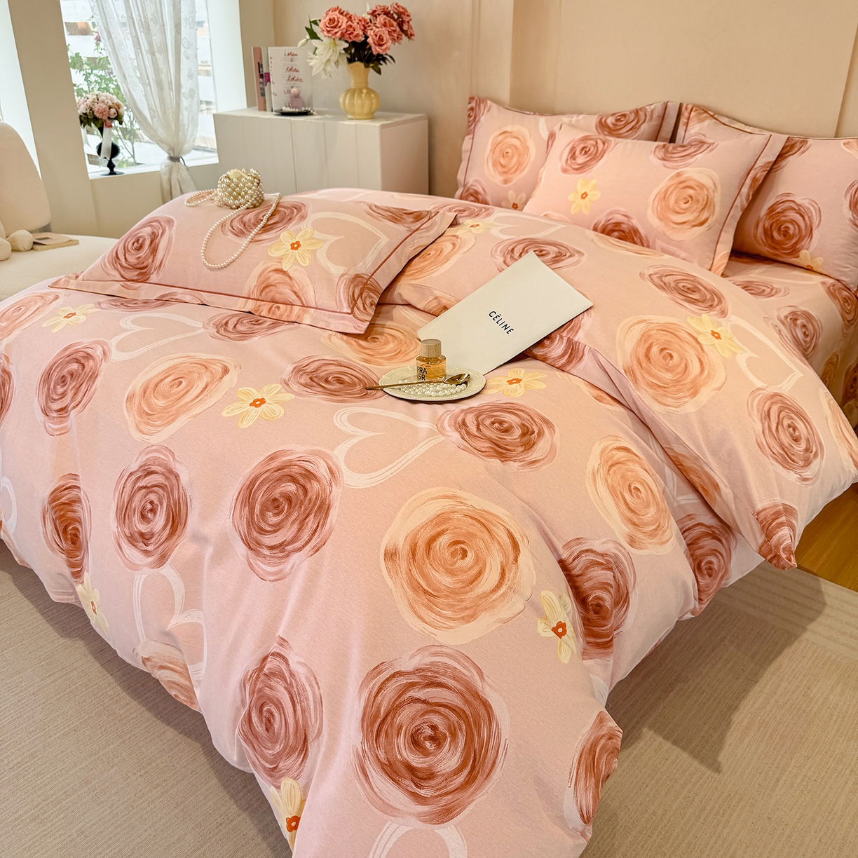 91家纺网 家纺一手货源 找家纺 壹贝家纺 2025新款A类100%全棉加厚磨毛四件套系列 浪漫的事