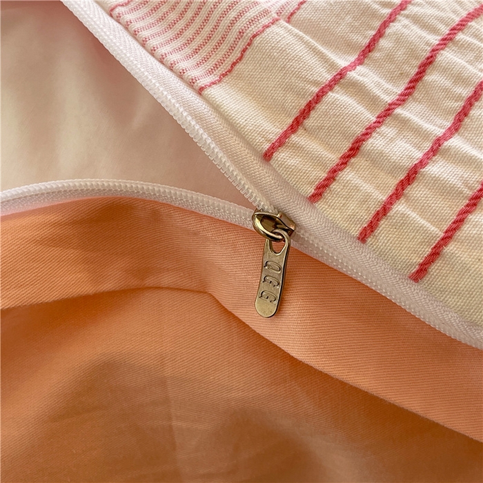 91家纺网 家纺一手货源 找家纺 琪格格纺织 2025新款全棉纯棉色织提花小清新四件套 伊芙琳-粉