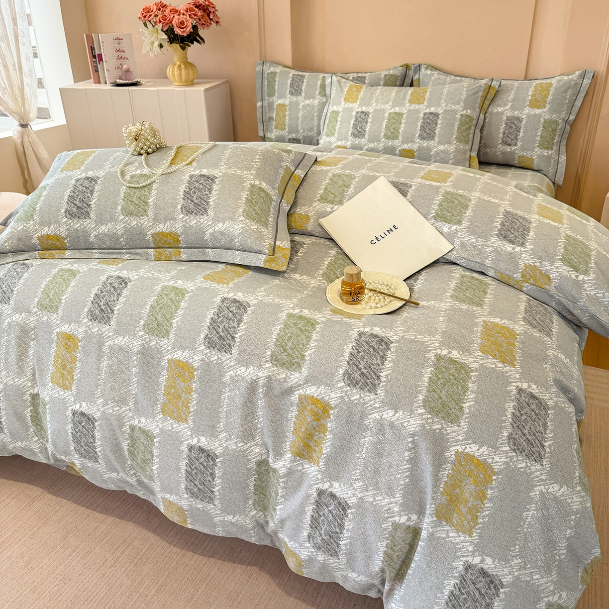 91家纺网 家纺一手货源 找家纺 壹贝家纺 2025新款A类100%全棉加厚磨毛四件套系列 月光宝盒