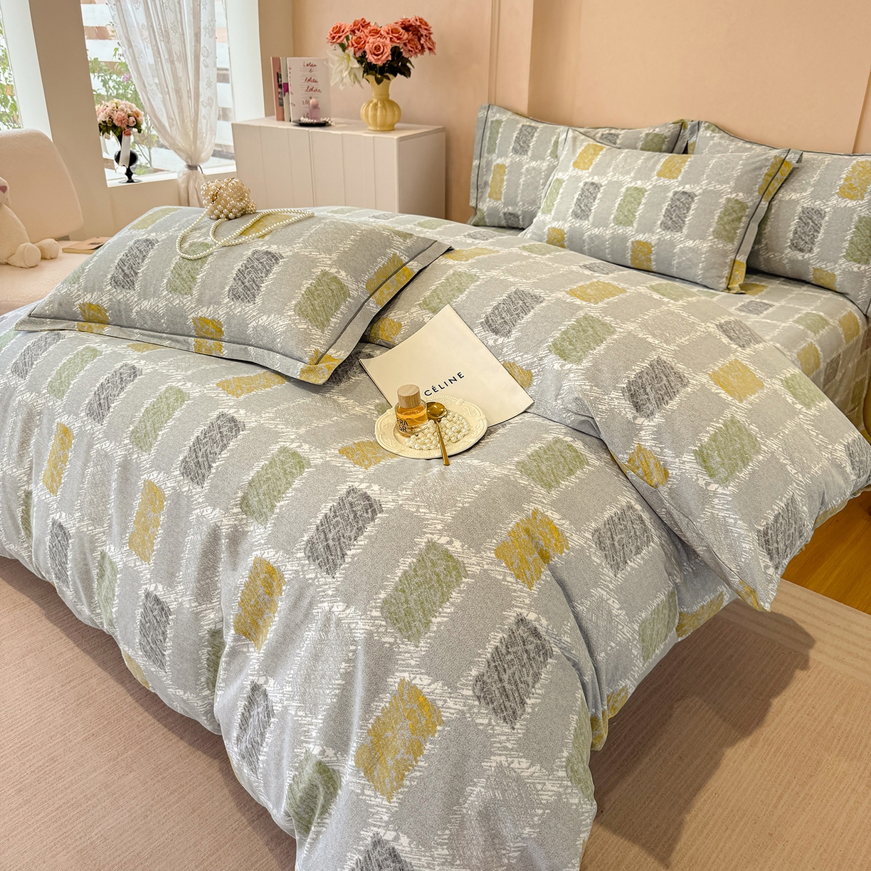 91家纺网 家纺一手货源 找家纺 壹贝家纺 2025新款A类100%全棉加厚磨毛四件套系列 月光宝盒