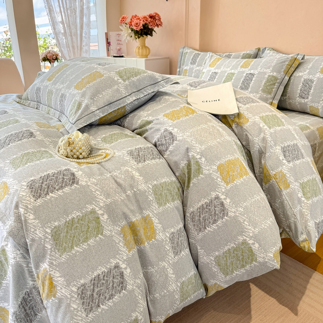 91家纺网 家纺一手货源 找家纺 壹贝家纺 2025新款A类100%全棉加厚磨毛四件套系列 月光宝盒