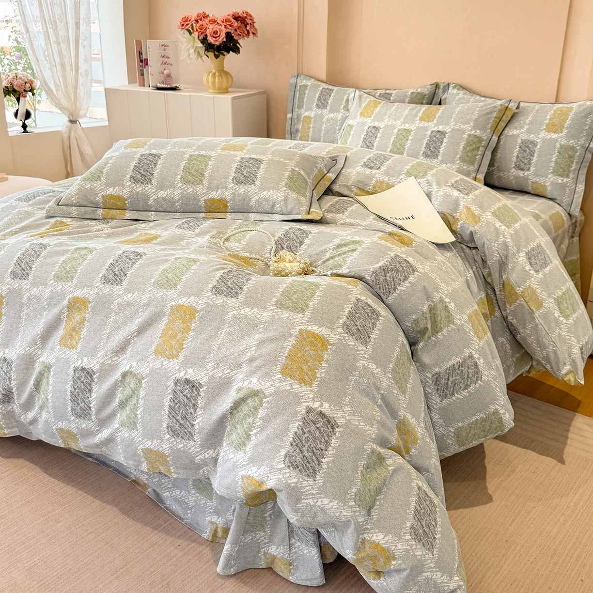 91家纺网 家纺一手货源 找家纺 壹贝家纺 2025新款A类100%全棉加厚磨毛四件套系列 月光宝盒