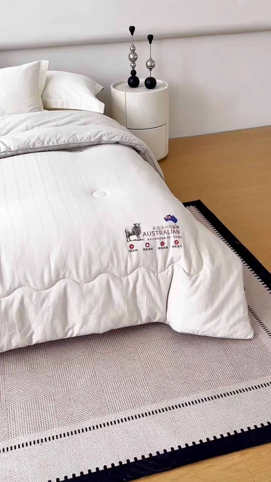 91家纺网 家纺一手货源 找家纺 紫乐家纺 2025新款5%澳毛全棉浮雕提花羊毛被被子被芯春秋被加厚保暖冬被 灰色