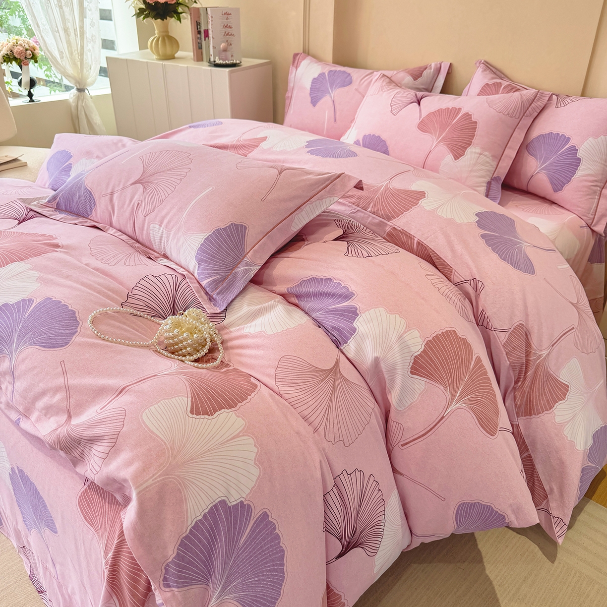 91家纺网 家纺一手货源 找家纺 壹贝家纺 2025新款A类100%全棉加厚磨毛四件套系列 一叶知秋