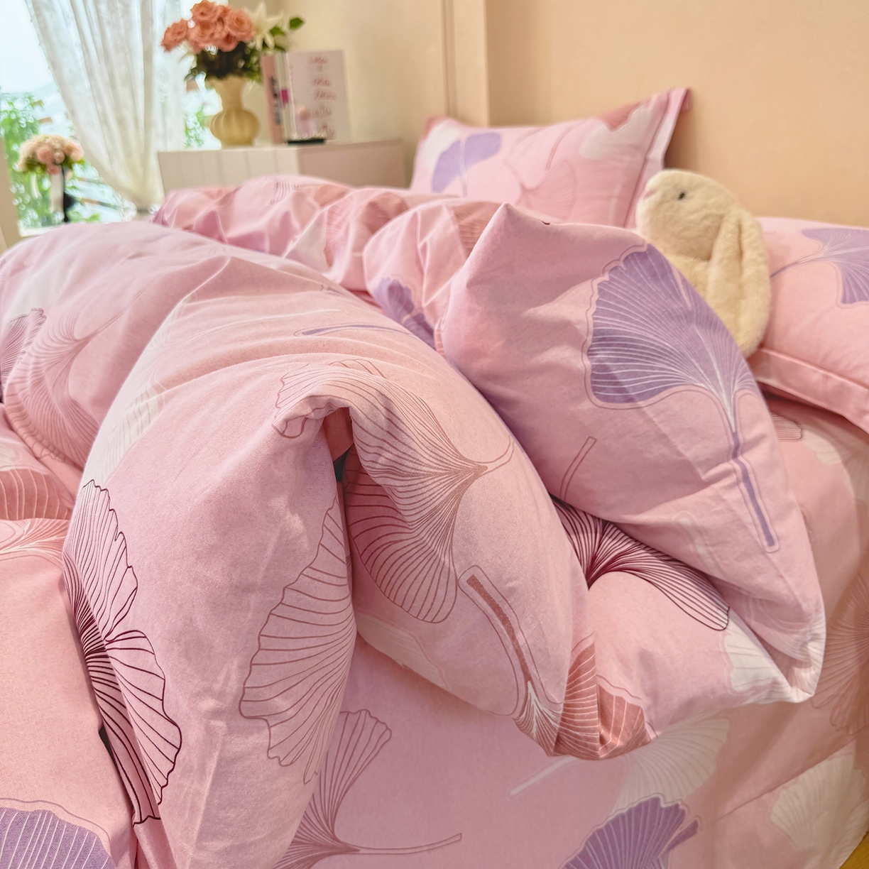 91家纺网 家纺一手货源 找家纺 壹贝家纺 2025新款A类100%全棉加厚磨毛四件套系列 一叶知秋