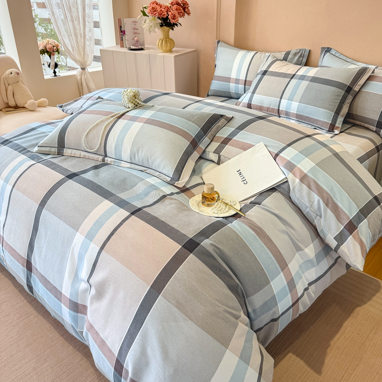 91家纺网 家纺一手货源 找家纺 壹贝家纺 2025新款A类100%全棉加厚磨毛四件套系列 布伦特-咖