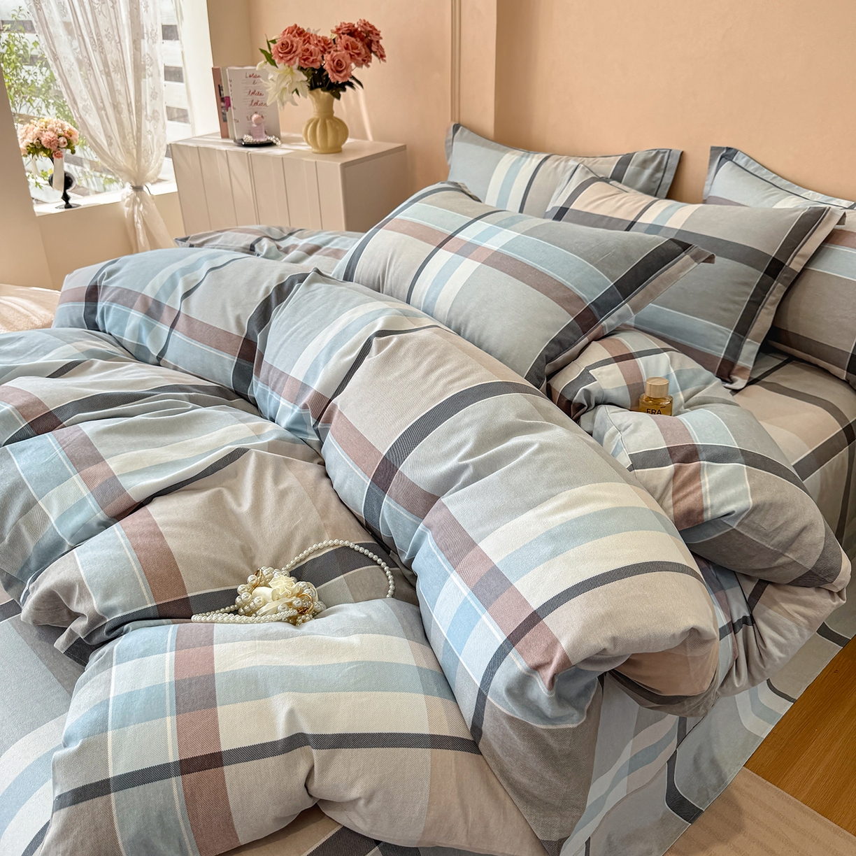 91家纺网 家纺一手货源 找家纺 壹贝家纺 2025新款A类100%全棉加厚磨毛四件套系列 布伦特-咖