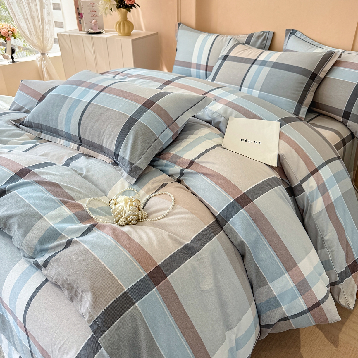 91家纺网 家纺一手货源 找家纺 壹贝家纺 2025新款A类100%全棉加厚磨毛四件套系列 布伦特-咖