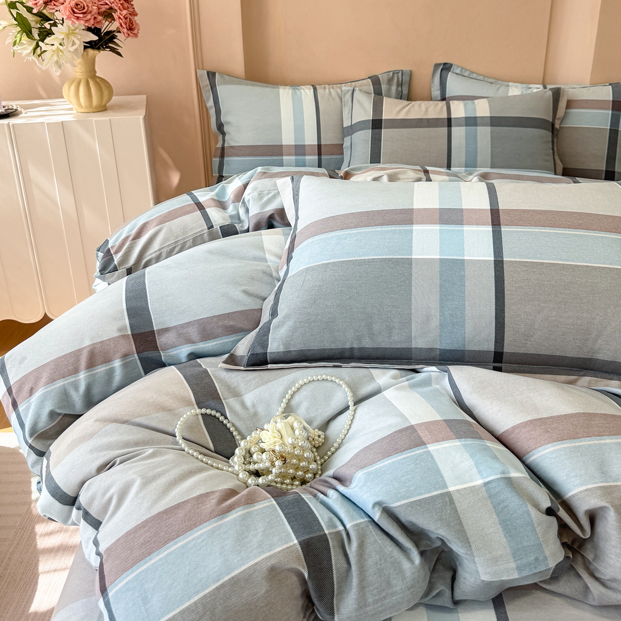 91家纺网 家纺一手货源 找家纺 壹贝家纺 2025新款A类100%全棉加厚磨毛四件套系列 布伦特-咖