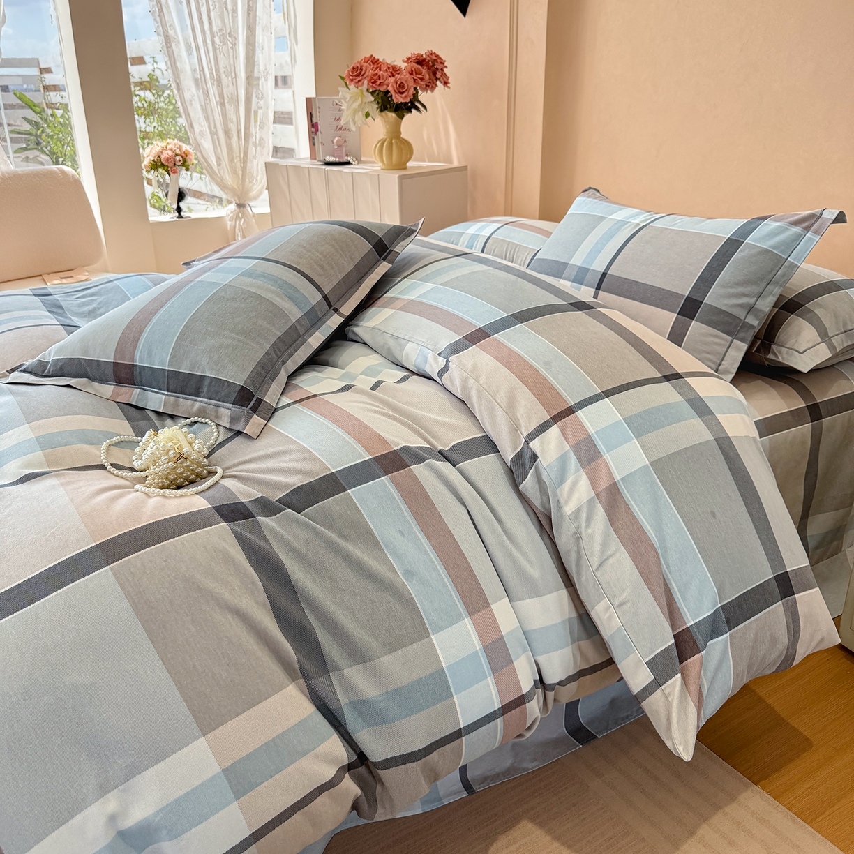 91家纺网 家纺一手货源 找家纺 壹贝家纺 2025新款A类100%全棉加厚磨毛四件套系列 布伦特-咖