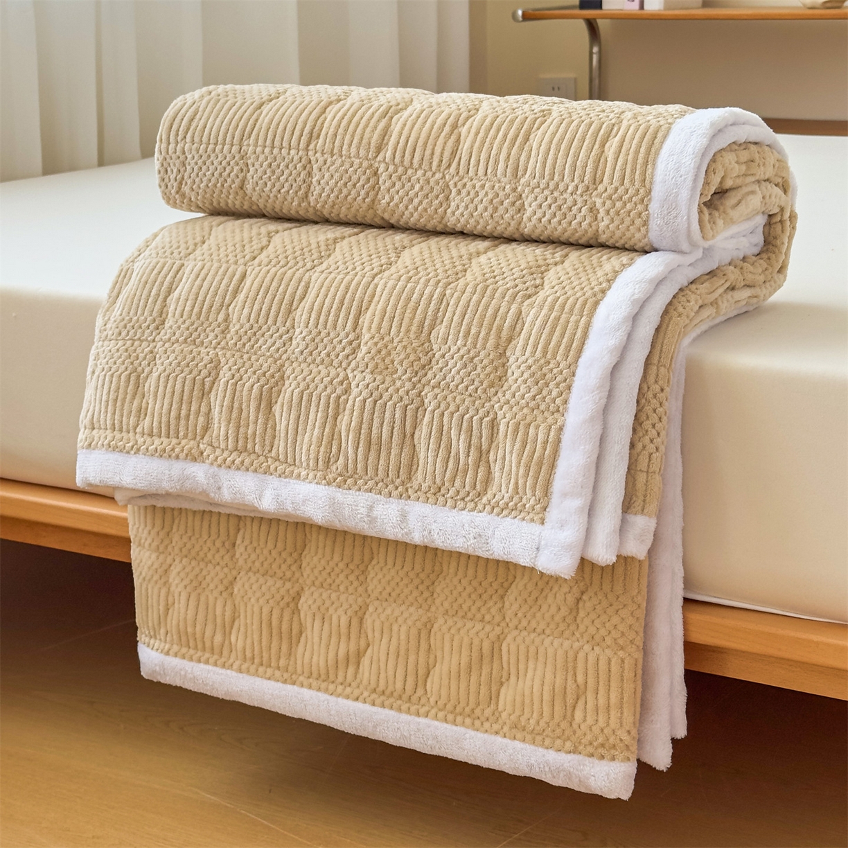 91家纺网 家纺一手货源 找家纺 恒爱家纺 2025新款牛奶绒提花床垫床褥 金典驼