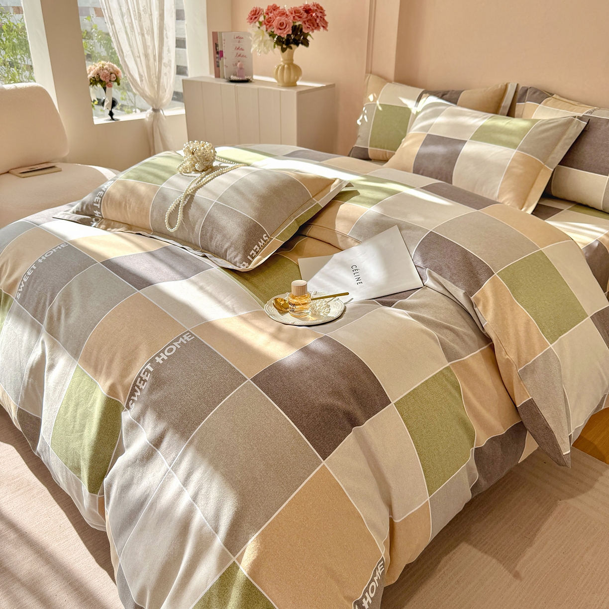 91家纺网 家纺一手货源 找家纺 壹贝家纺 2025新款A类100%全棉加厚磨毛四件套系列 星辰