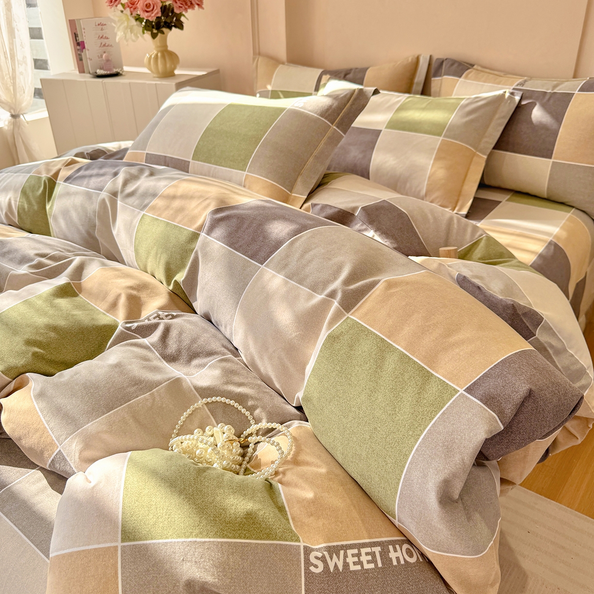 91家纺网 家纺一手货源 找家纺 壹贝家纺 2025新款A类100%全棉加厚磨毛四件套系列 星辰