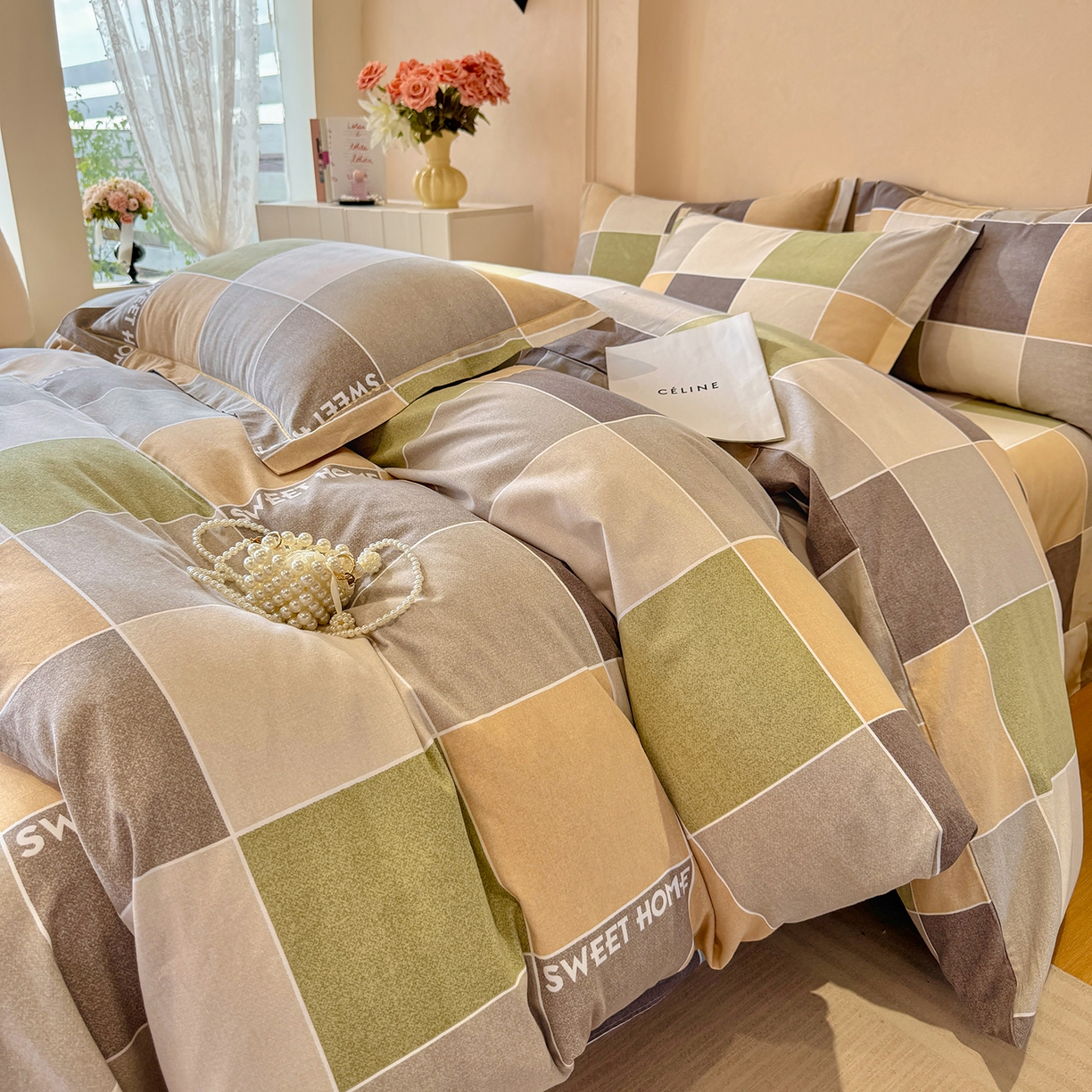 91家纺网 家纺一手货源 找家纺 壹贝家纺 2025新款A类100%全棉加厚磨毛四件套系列 星辰