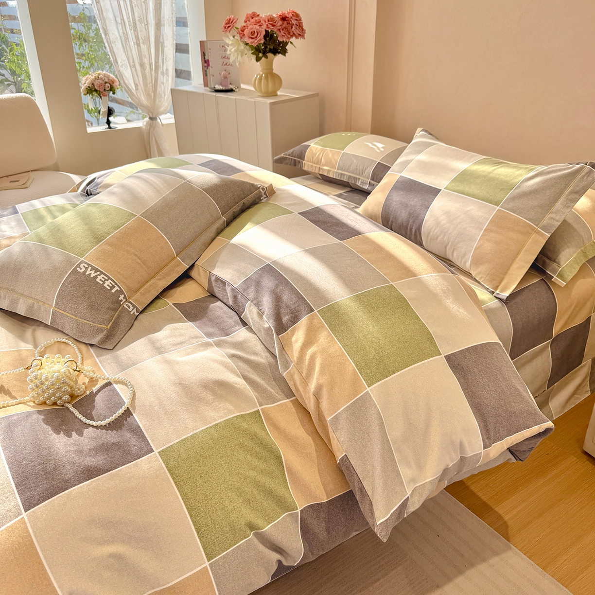 91家纺网 家纺一手货源 找家纺 壹贝家纺 2025新款A类100%全棉加厚磨毛四件套系列 星辰