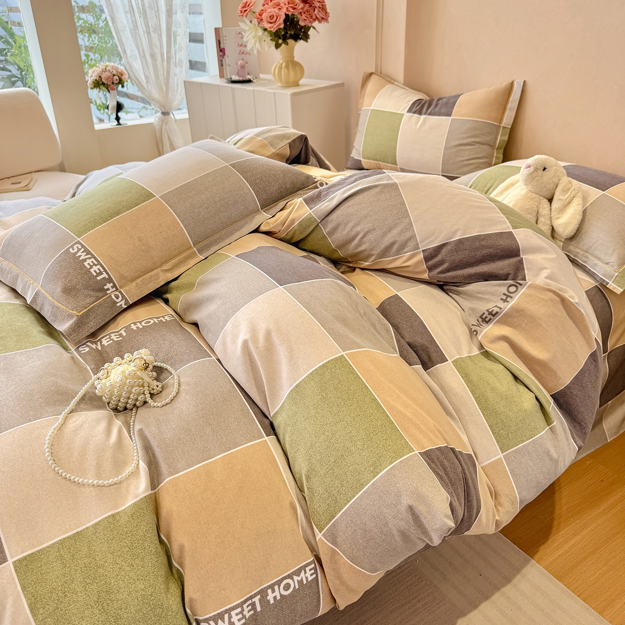 91家纺网 家纺一手货源 找家纺 壹贝家纺 2025新款A类100%全棉加厚磨毛四件套系列 星辰