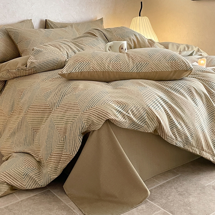 91家纺网 家纺一手货源 找家纺 琪格格纺织 2025新款磨毛印花四件套 梵柔