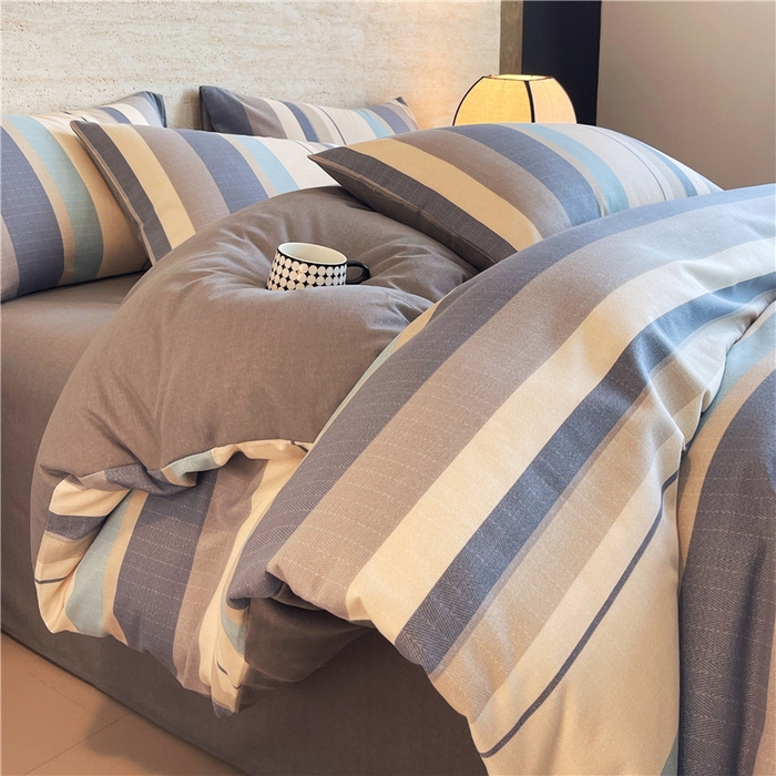 琪格格纺织 2025新款磨毛印花四件套 简森-灰蓝