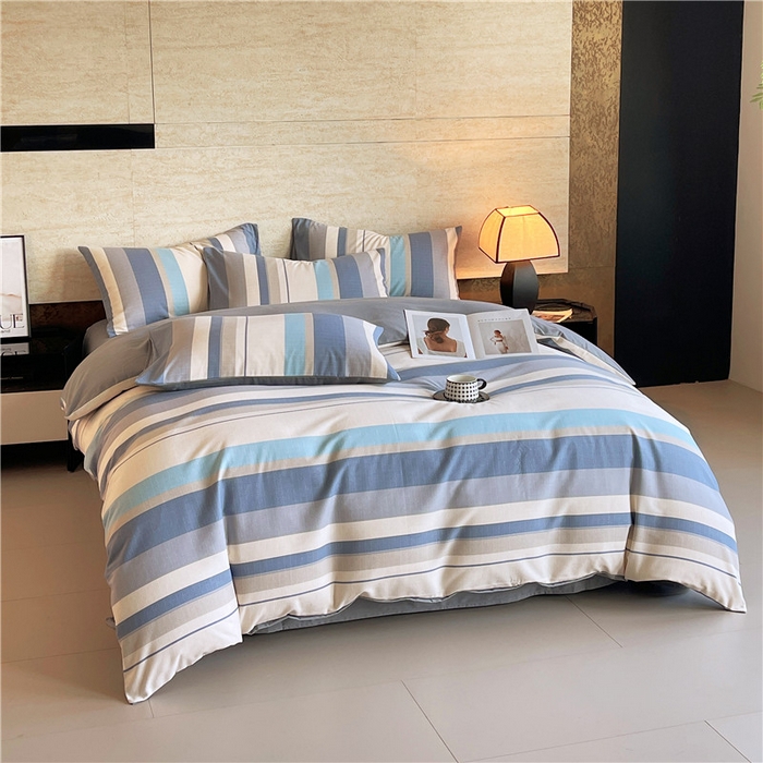 91家纺网 家纺一手货源 找家纺 琪格格纺织 2025新款磨毛印花四件套 简森-灰蓝