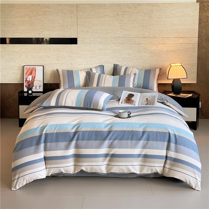 91家纺网 家纺一手货源 找家纺 琪格格纺织 2025新款磨毛印花四件套 简森-灰蓝