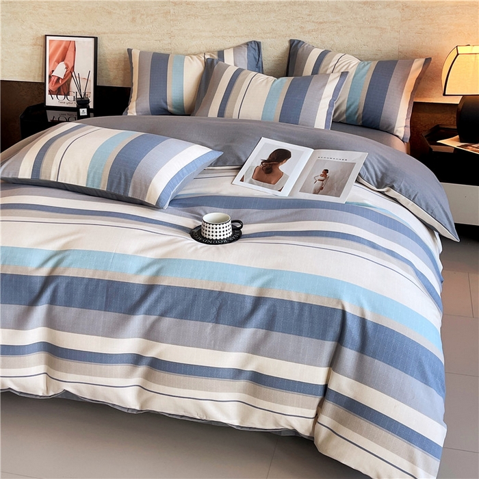 91家纺网 家纺一手货源 找家纺 琪格格纺织 2025新款磨毛印花四件套 简森-灰蓝