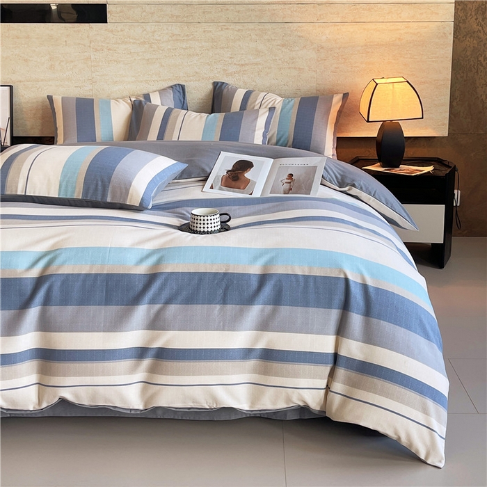 91家纺网 家纺一手货源 找家纺 琪格格纺织 2025新款磨毛印花四件套 简森-灰蓝