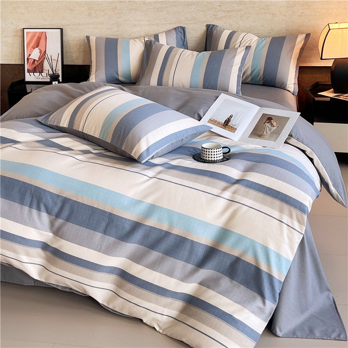 91家纺网 家纺一手货源 找家纺 琪格格纺织 2025新款磨毛印花四件套 简森-灰蓝