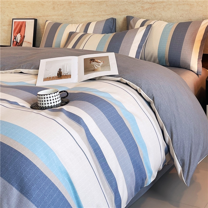 91家纺网 家纺一手货源 找家纺 琪格格纺织 2025新款磨毛印花四件套 简森-灰蓝