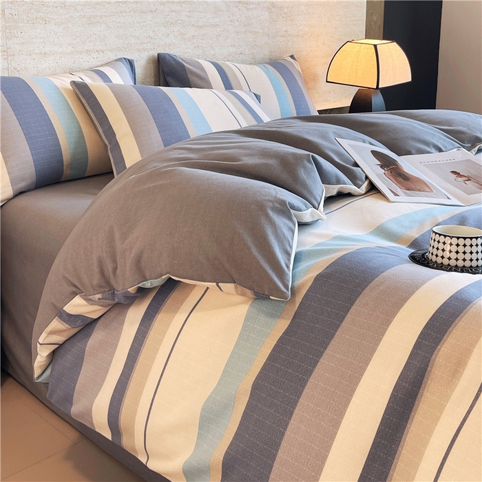 91家纺网 家纺一手货源 找家纺 琪格格纺织 2025新款磨毛印花四件套 简森-灰蓝