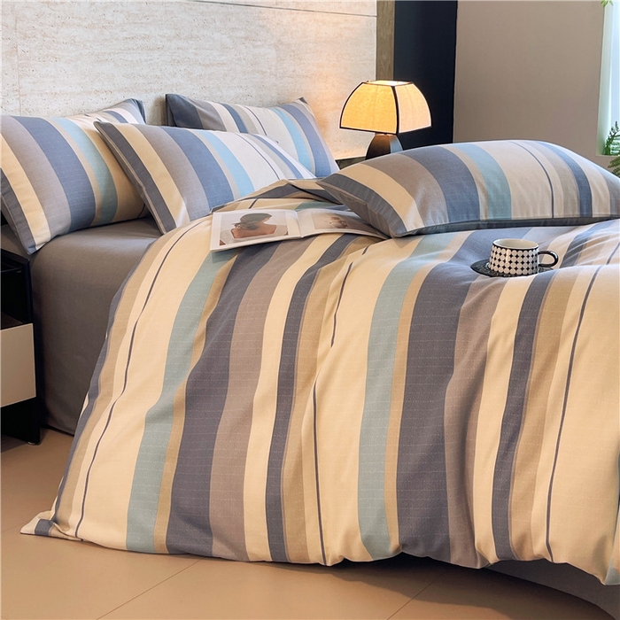 91家纺网 家纺一手货源 找家纺 琪格格纺织 2025新款磨毛印花四件套 简森-灰蓝