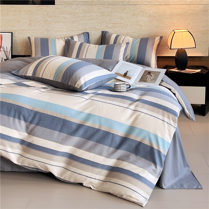 91家纺网 家纺一手货源 找家纺 琪格格纺织 2025新款磨毛印花四件套 简森-灰蓝