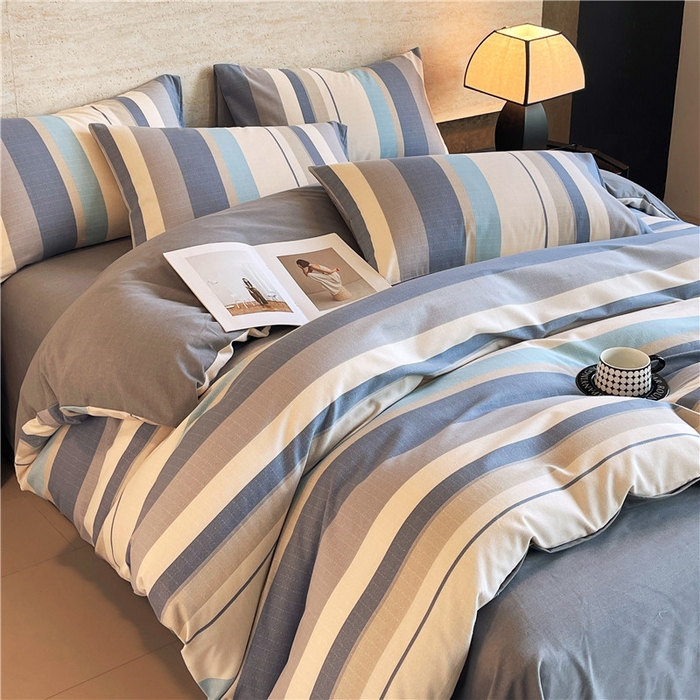 91家纺网 家纺一手货源 找家纺 琪格格纺织 2025新款磨毛印花四件套 简森-灰蓝