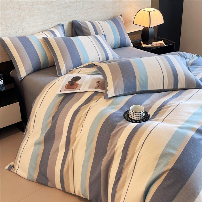 91家纺网 家纺一手货源 找家纺 琪格格纺织 2025新款磨毛印花四件套 简森-灰蓝