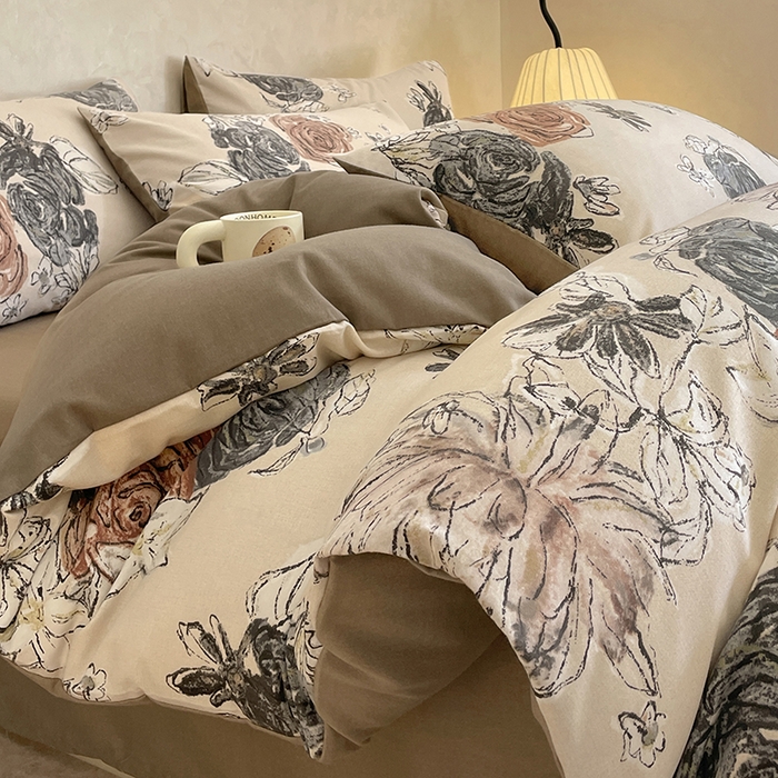 琪格格纺织 2025新款磨毛印花四件套 卢浮花园