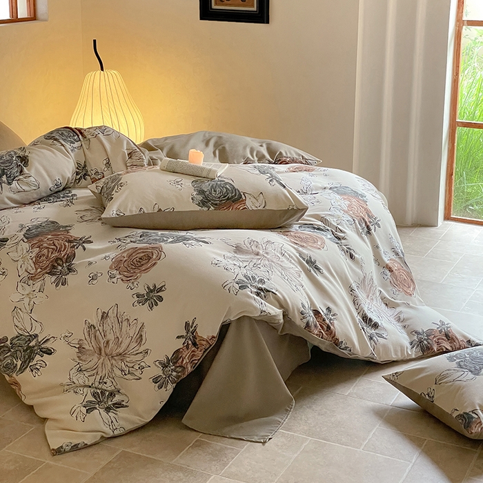 91家纺网 家纺一手货源 找家纺 琪格格纺织 2025新款磨毛印花四件套 卢浮花园