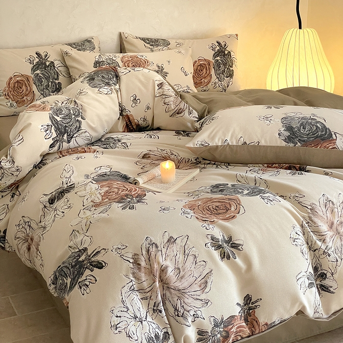 91家纺网 家纺一手货源 找家纺 琪格格纺织 2025新款磨毛印花四件套 卢浮花园