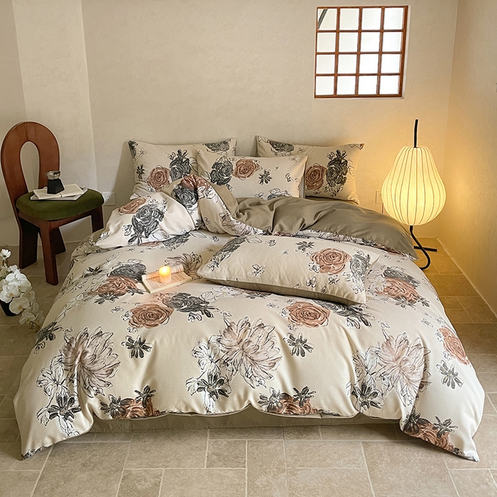 91家纺网 家纺一手货源 找家纺 琪格格纺织 2025新款磨毛印花四件套 卢浮花园