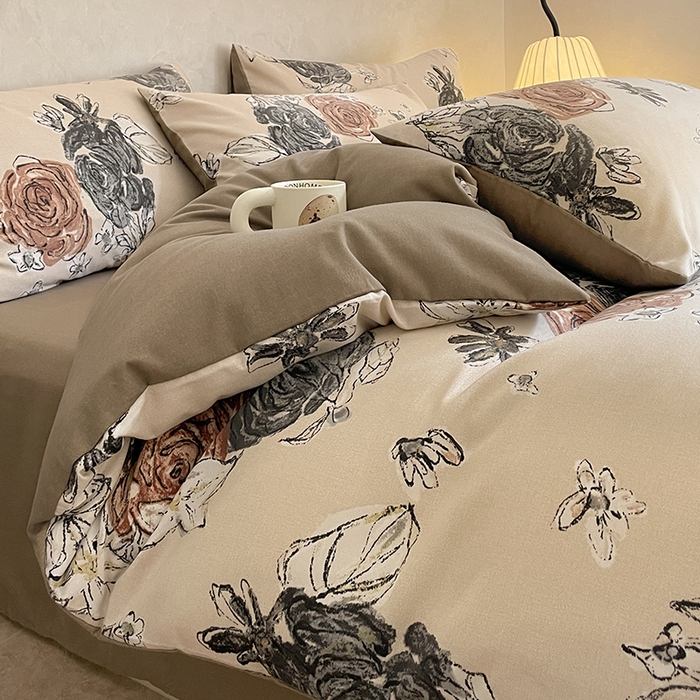 91家纺网 家纺一手货源 找家纺 琪格格纺织 2025新款磨毛印花四件套 卢浮花园