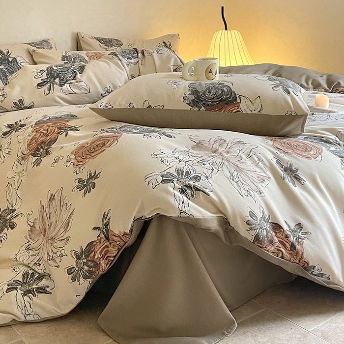 91家纺网 家纺一手货源 找家纺 琪格格纺织 2025新款磨毛印花四件套 卢浮花园