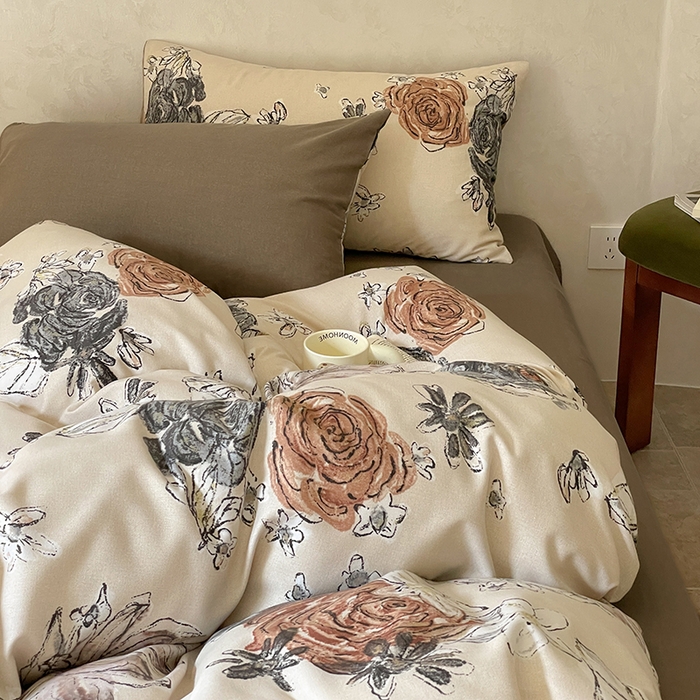 91家纺网 家纺一手货源 找家纺 琪格格纺织 2025新款磨毛印花四件套 卢浮花园